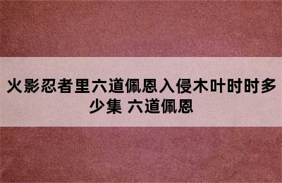 火影忍者里六道佩恩入侵木叶时时多少集 六道佩恩